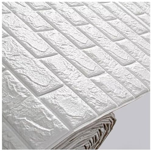 3D Wall Panels with Adhesive 4mm Brick Wallpaper 3D Brick Effect Wall Panels Decorative Wall Ceiling Tiles Panel Tile for Bedroom Kitchen Living Room Bathroom Home Decor(50cm x 5m)