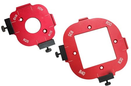 Radie Jig Fräsmall, Hörn Radie Fräsmall Snabb Jig Fräsar Bitsmallar med Avtagbar Klämma Bågskärande Hjälpverktyg för Träbearbetningsfräsning, R10 R15 R20 R25 R30 R35 R40 R50,