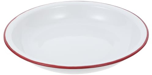 Ciieeo Deep Enamel Plate Vintage Enamelware Dinner Plate Unbreakable Enamel Mixing Bowls Serving Platter Tray for Salads Snack Soups