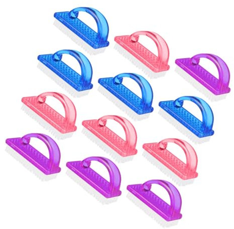NIYANGLE Ergonomic Handle Fingernail Cleaning Brush Set 12pcs Large Size Brush for Nail Dust Removal Manicure Tool for Dust Cleaning