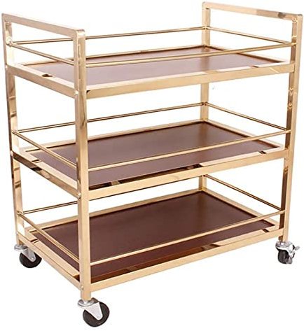 Rollbarer Servierwagen, Barwagen, Terrassenküche, für Partys, 3-stufiger Servierwagen, Servierwagen aus Edelstahl, Abnehmbarer Catering-Wagen, für Küche, Hotel, Restaura