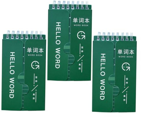 NAMOARLY 3stücke Teiliges Vokabel-notizbuch Grün Handliches Pocket Writing Notepad Für Schüler Glattes Papier Praktisches Englisch Übungs-schreibheft Für Schule Und Alltag