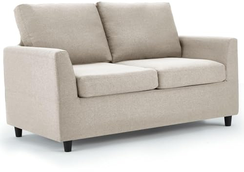 UNIONLINE 2 Sitzer Sofa, kleine Sofa mit schlaffunktion, Weiß | modernes Doppelsitz Loungesofa Loveseat Couch mit abnehmbaren Sofabezügen für Wohnzimmer/Schlafzimmer
