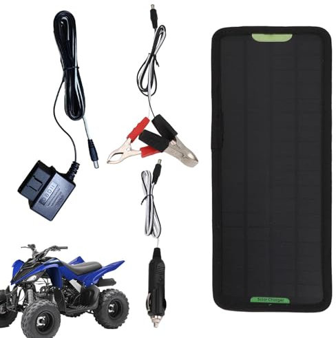 Chargeur de batterie solaire pour batterie de voiture, chargeur de batterie solaire – Chargeur de voiture étanche Installation facile, kit de charge goutte à goutte 12 V pour moto, camion