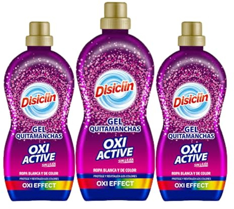 Disiclin Oxi Active gel Quitamanchas Multiusos 3.75L total – Limpiador de Oxígeno Activo para Ropa, Tapicerías oxy – Eliminador de Manchas Difíciles de Grasa, Vino y Café – Limpieza Profunda PACK 3