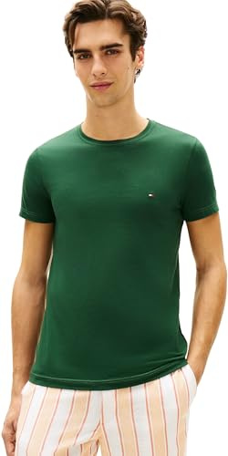 Tommy Hilfiger Uomo Stretch Slim Fit Tee Mw0mw10800 Maglietta a Maniche Corte, Green (Nocturnal Green), M