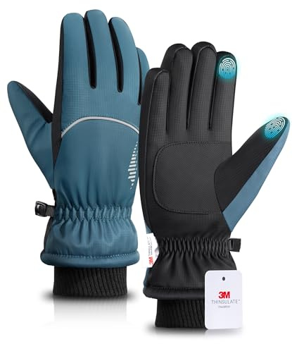 rivmount Waterproof Winter Gloves Women Men, Thermal Ski Gloves for Cold Weather with Warm, Touchscreen, 3M Thinsulate, Windproof for Outdoor, Running, Skiing, Cycling, Working, Snow Size Blue L
