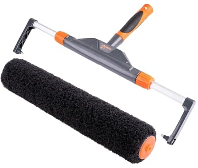 Set - Spezialwalze für Spachtelmasse - zum Auftragen von Spachtelmasse und Rollputz, Spritzputz, Rollspachtel und Trockenputzmischungen - mit Bügel für Teleskopstiel - 40cm - extra breit