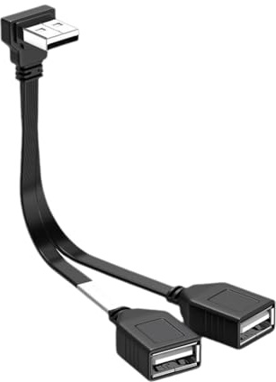 Cable divisor USB con puerto macho de 90 grados a doble hembra para carga rápida y transferencia de datos, adaptador USB