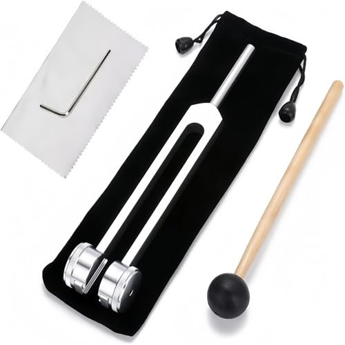 vemise 128Hz Healing Instrument Premium 128 Hz Aluminium Tuning Fork Set with Silicone Hammer and Protective Bag - Ideal for Sound Healing, Meditation, and Wellness Therapy