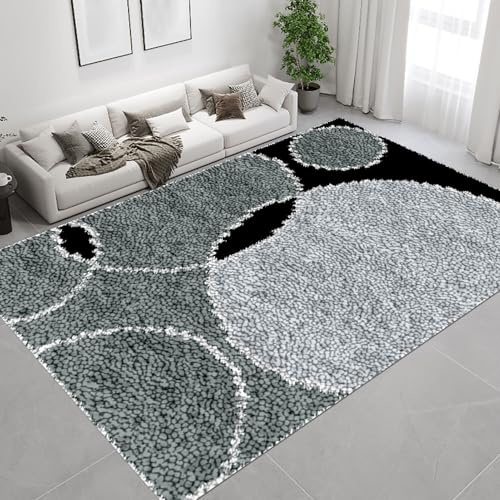 QUIYAEZY Knüpfteppich Zum Selber Knüpfen Groß, Knüpfhaken-Sets für Anfänger, Vorgedrucktes Muster Leinwand Teppich, Stickerei Handwerk Für Erwachsene Handarbeiten DIY Teppich 55x75 cm