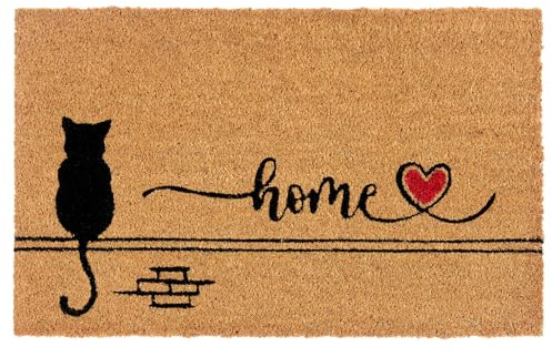 NYVI Fußmatte Kokos - rutschfest, Wetterfest, für Innen und Außen - Schmutzfangmatte Kokosmatte - 40x70 cm Rechteckig - Cat Home