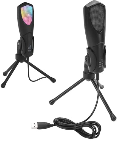 Goshyda Microphone USB de Jeu pour PC, Micro D'ordinateur à Condensateur RVB avec Trépied Réglable, Suppression du Bruit, pour Enregistrement de Podcasting en Streaming