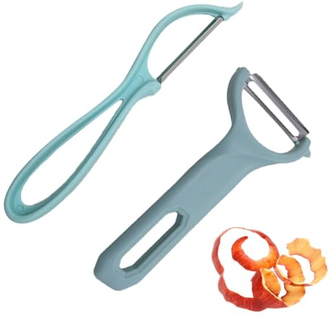 2-Pack Vegetable Peelers Set, Stainless Steel Kitchen Peelers for Potatoes Carrots Fruits, Y Peeler and Swivel Peeler with Easy Grip Ergonomic Handle, Efficient Peeling Tool for Cooking and Food Prep
