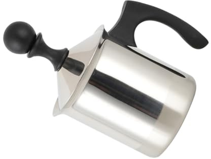 DOITOOL Espumador de Leche Manual de Acero Inoxidable 304 Mango de 400cc Jarra Espumadora Doble Filtro para Café Leche Latte y Cappuccino Portátil para Uso Doméstico