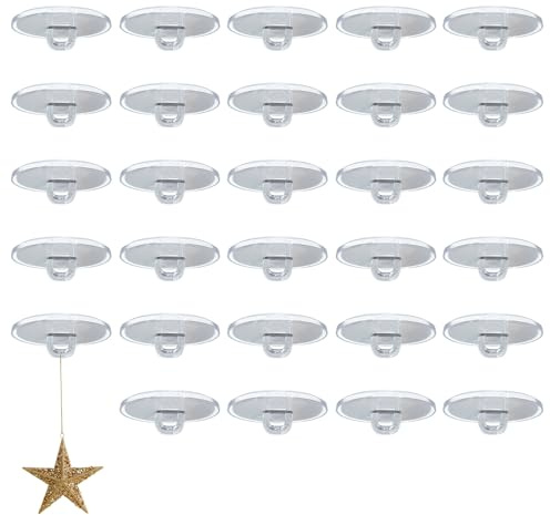 COEWUR 30Pcs Crochets en Plastique Auto-adhésifs Plafond 23mm avec Ballons | Crochet Adhésif Plafond Ventouses de Plafond crochets transparents Suspension avec Guirlande Lumineuses Lampes Sonnette