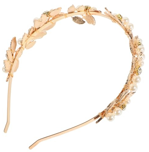 BAZEITFLOW Barocke Haarreifen Gold mit Perlendekor Langlebiges Legierungs kopfschmuck für Braut Brautjungfer Festliche Anlässe Eleganter Lorbeerkranz Stirnband