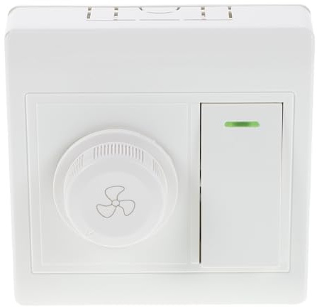 TIKODIDA Pannello da Muro Bianco in Plastico Interruttore Combinato e Dimmer per Ventilatore da Soffitto e Luce, Controllo Rotativo della Velocità, Adatto per Ufficio e Camera da Letto