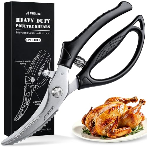 Poultry Shears for Meat Cutting Plys: Heavy Duty Kitchen Scissors - All Purpose Sharp Blade Cooking Food Shear, Home Use Gadgets