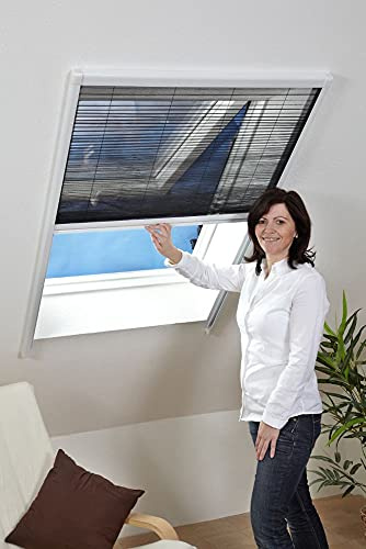 Fliegen-Gitter Mücken-Schutz Insektenschutz-Dachfenster-Plissee 160 x 180 cm in Weiß