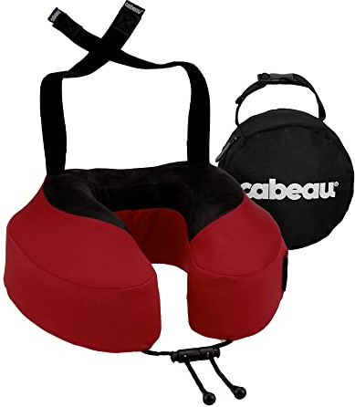 Cabeau Evolution S3 Oreiller de Voyage – Sangle au siège d'avion – Garantit Que Votre tête ne Tombe Pas vers l'avant – Détendez-Vous avec la Mousse à mémoire de Forme en Peluche – Tissu à séchage
