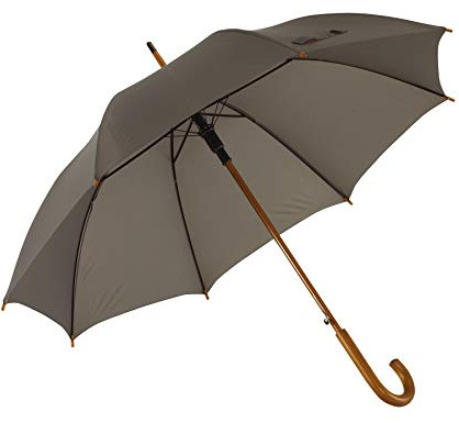 noTrash2003 Automatik Regenschirm Holzschirm Stockschirm Portierschirm mit gebogenem Rundhaken Holzgriff in 103 cm Durchmesser