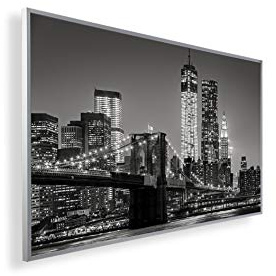 Könighaus 450W Infrarotheizung mit Bild in HD Qualität - inkl. Thermostat - TÜV SÜD + 5 Jahre Garantie - Doppelter Überhitzungsschutz - Infrarot Wandheizung - Motiv: 155. New York schwarz weiß