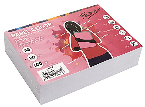 Förpackning med 500 ark, vit, storlek A5, 80 gr