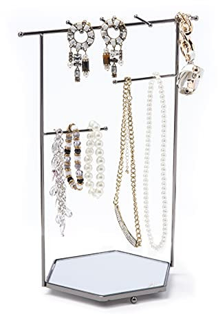 Mango Steam Organizador de Joyas para Pendientes, (Plata Hexagonal)