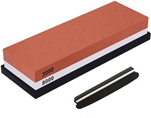 Knife Sharpening Stone, Professional Waterstones Combination Grit 3000/8000 Whetstone Sharpening with Bamboo Base, Blade Guide Sharpener Stone