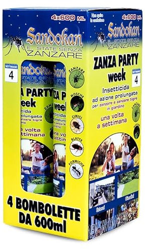 Insetticida Zanzare Spray 4 Pezzi – Protezione Fino a 1 Settimana per Bomboletta – Copertura Grandi Aree per 1 Mese Totale – Anti Zanzare Volanti Interno Esterno