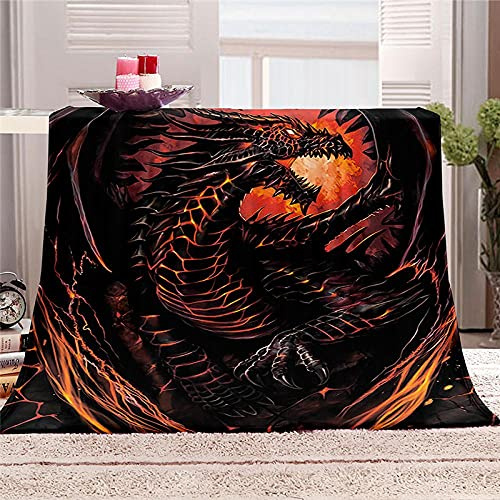 BLZQA Kuscheldecke Flanell Fleecedecke Roter Drache Wohndecke Sofadecke Couchdecke Bettüberwurf Flauschige Weiche& Warme Sofaüberwurf Decke-130 x 150 cm