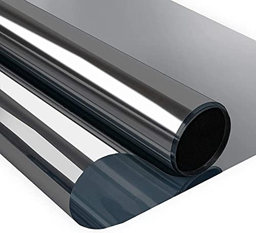 GEBIN Fensterfolie, Sichtschutzfolie, Verdunkelungsfolie Fenster Klebefolie Statische Folie Dunkel Für Schlafzimmer Badezimmer Anti-UV (Schwarzes Silber,40x200cm)