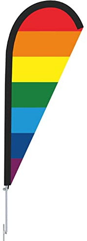 Vispronet Beachflag Regenbogen - versch. Bodenelemente - Höhe 2,04 m - Indoor- & Outdoor (mit Erdspieß, Motiv 2)