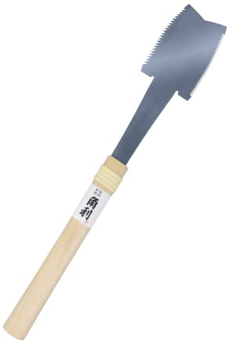 KAKURI Azebiki Japanese Pull Saw 3.5 - Curved Handsaw for Mid-Panel, Hole & Groove Cutting - Ryoba Double Edge Blade for Rip & Crosscut - Made in Japan