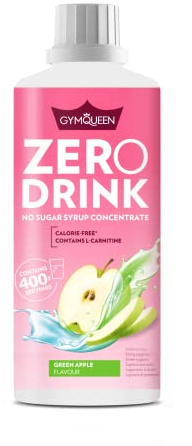 GymQueen Zero Drink Grüner Apfel 1000ml, kalorienarmes und zuckerfreies Getränkekonzentrat, angereichert mit B-Vitaminen und Carnitin, Getränke-Sirup für Erfrischungsgetränke