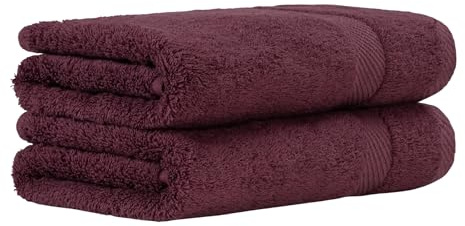 Luckytowel Saunahandtuch Set 80x200cm – Oeko-TEX Saunatuch aus 100% Baumwolle mit 600 g/m² – Saunatücher groß mit Aufhängeschlaufe – flauschig & saugstark – Sauna Handtuch Set – 2er Pack Bordeaux