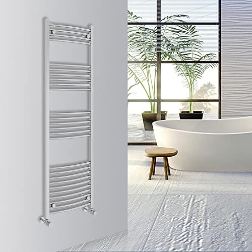 Warmehaus Curved Bathroom Heated Towel Rail Warmer 1600x500mm Chrome | Central Heating Bathroom Ladder Radiator, 1.5mm Premium Mild Steel, Wall Mounted, Durable Finish, For Kitchen, Living Room