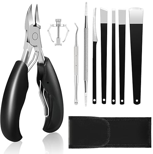 HEYMKGO Profi Fußnagelzange Nagelschere Set, 9 Stücke Super Scharfer Nagelzange für Dicken & Eingewachsenen Starke Fußnägel, Pediküre Set Nagelschere Fussnägel Nagelhautschere Nagelset
