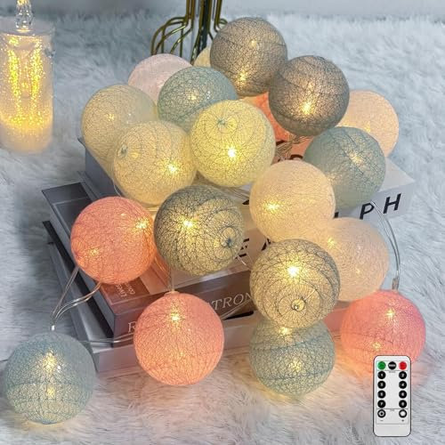 Ciskotu Ghirlanda Luminosa Cameretta - 20 LED Catena Luminosa Interno con USB, Telecomando e Timer, per Decorazione Della Luce Notturna Interna, Come Natale, Matrimonio, Festa, Stanza, Tenda