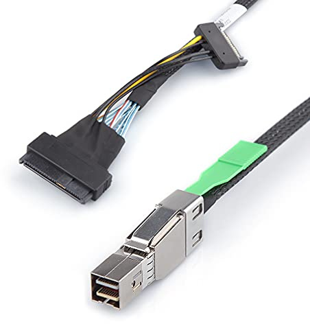 10Gtek Mini SAS SFF-8644 to U.2 SFF-8639 - Cable de alimentación SATA de 15 pines, 1 m