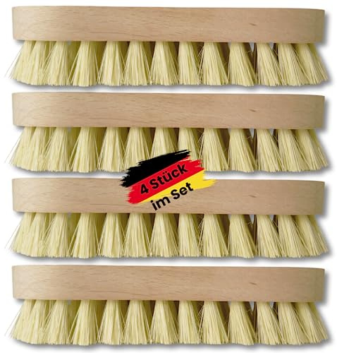 zederle Scheuerbürsten mit ergonomischem Griff aus Buchenholz (4 Stück) weiche Borsten, Wurzelbürsten für perfekte Reinigung, Putzbürste, Hand Schrubber, plastikfreies Naturprodukt…