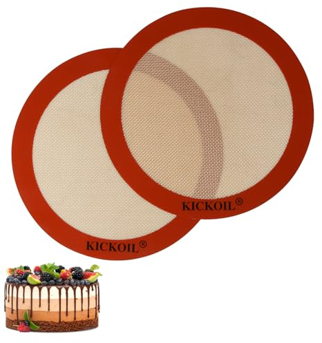 Round Silicone Baking Mats Set of 2,Silicone Mat for 9 Inch Cake Pan Pizza Pan,Non-Stick Reusable Heat Resistant Baking Sheets Liner for Cookies Rolling Pie Tortilla Bread & Pastry, Orange