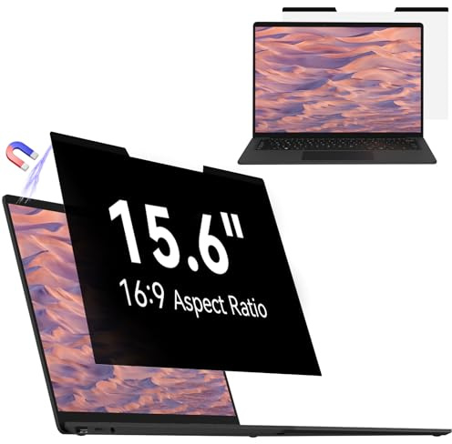 Mamol Magnetic Laptop Privacy Screen 15.6 inch 16:9 Aspect, Removable Anti Glare Protector Blue Light Privacy Screen Filter, Shield Compatible with HP/Dell/Acer/Asus/Samsung/Lenovo/Thinkpad Envy