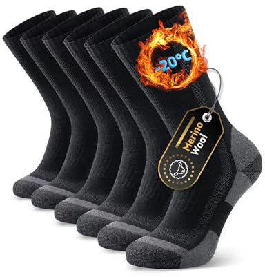 PULIOU Merino Wool Socks Men Women,Cushion Moisture Wicking Breathable Outdoor Multipack Hiking Trekking Walking Athletic Work thermal warm winter,3 pairs