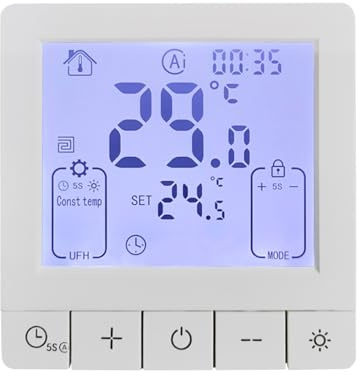 BLAIS Termostato Intelligente per la Casa Controllo Programmabile della Temperatura Protezione IP20 Termostato Digitale On/Off Temporizzato 24H per Riscaldamento a Pavimento Elettrico 16A
