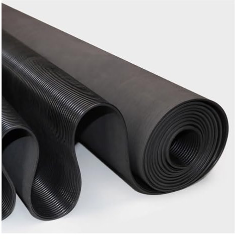 Garagen-Gummi-Bodenmatte, Gummiplatte, Garagen-Bodenbelag, Schwarze Bodenläufer-Schutzmatte, rutschfeste, robuste Gummi-Bodenbelagsrollen for Garage/Werkstatt/Fitnessstudio (Color : Black, Size : 1.