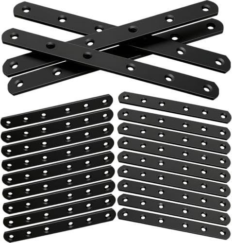 20Pack Straight Brackets Black 6.5Inch 160MM Mending Plate Bracket for Wood