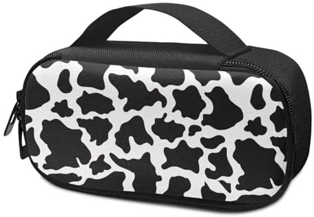 Suhoaziia Estuche de suministros para diabéticos con estampado de vaca, organizador de transporte para medidor de glucosa, dispositivo de punción, tiras de prueba de azúcar en la sangre, lancetas,