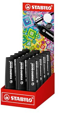 STABILO Textmarker BOSS ORIGINAL NatureCOLORS – 15 Stück – schwarzer Marker